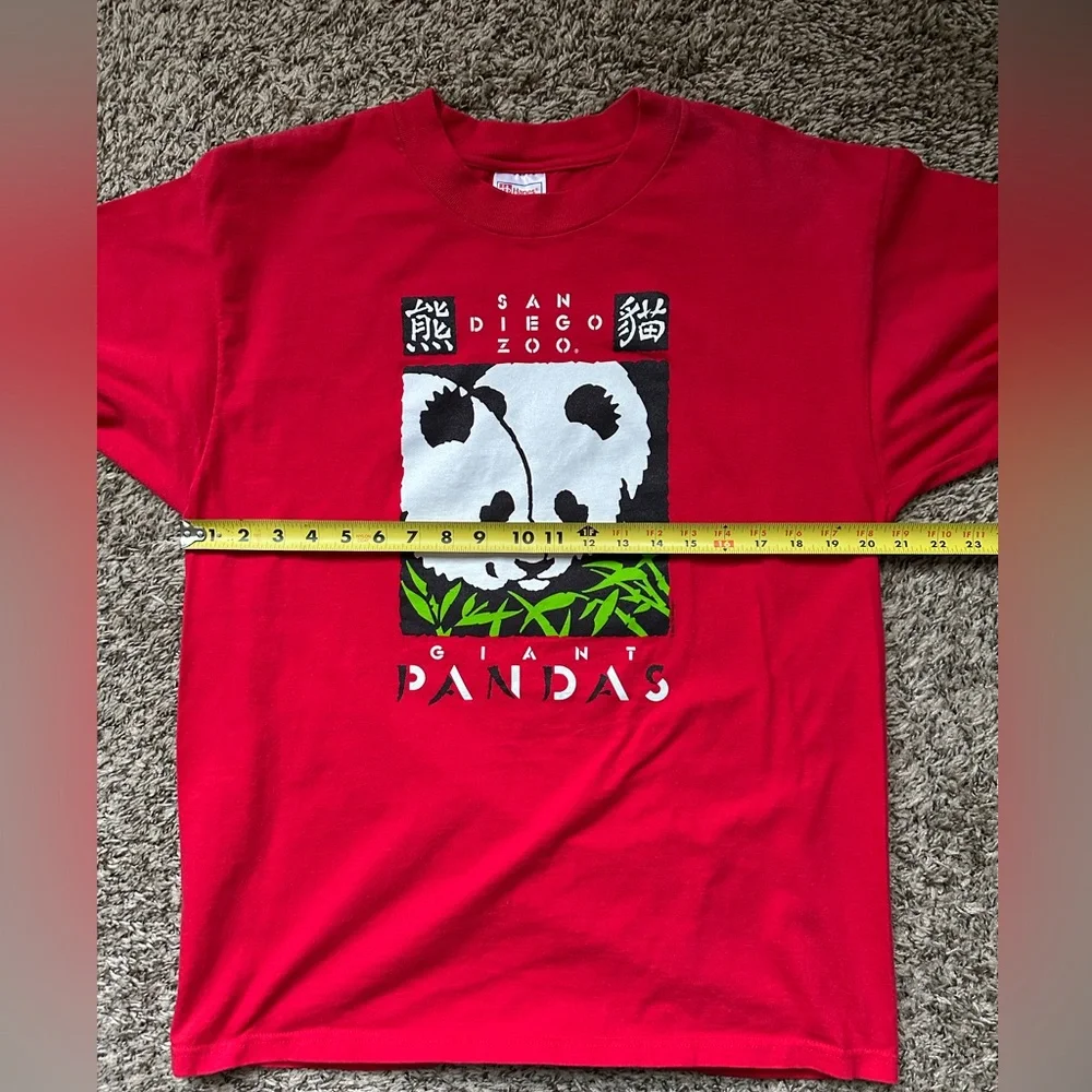 San Diego Zoo Giant Pandas Shirt Mens Large Vintage HANES BEEFY Red - Picture 4 of 5